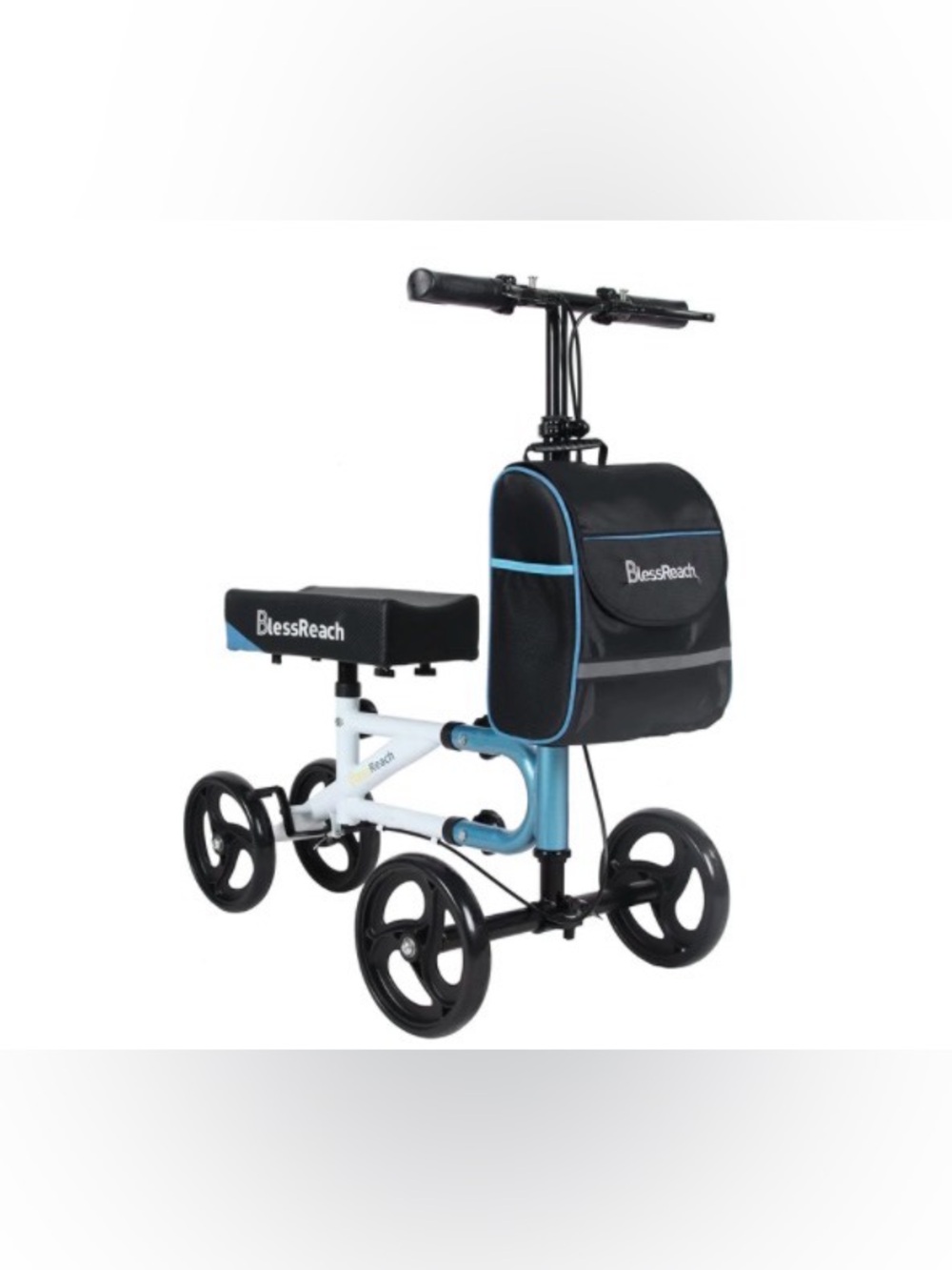 Blessreach Blue Aluminum Knee Scooter with Shopping Basket - Crutch Alternative
